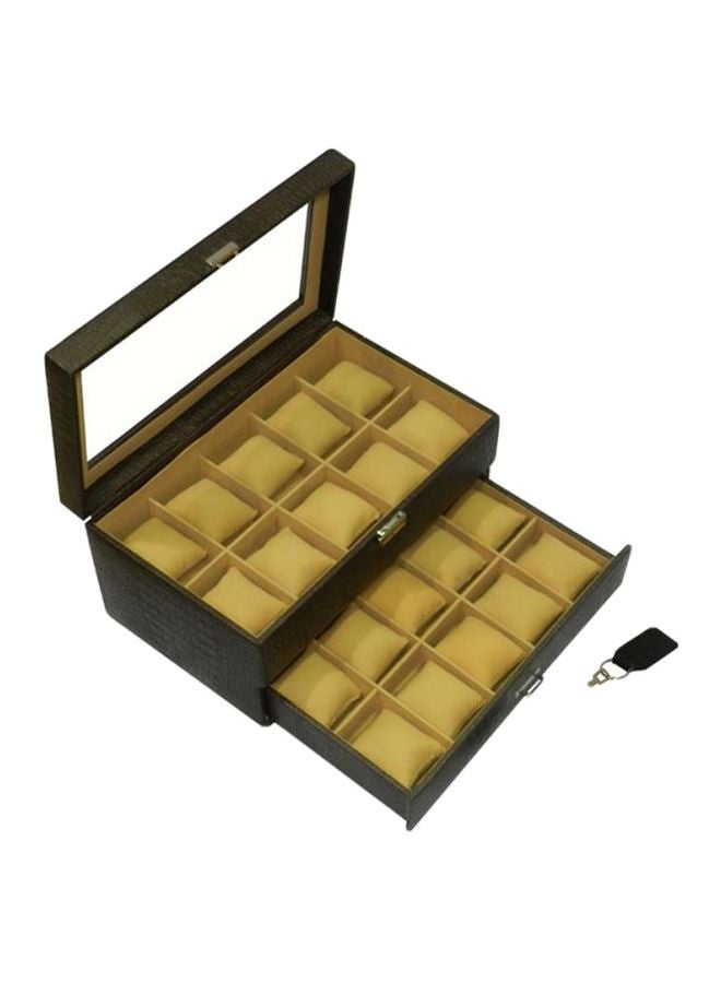 unisex Designer Faux Leather Watch Box With Glass Top