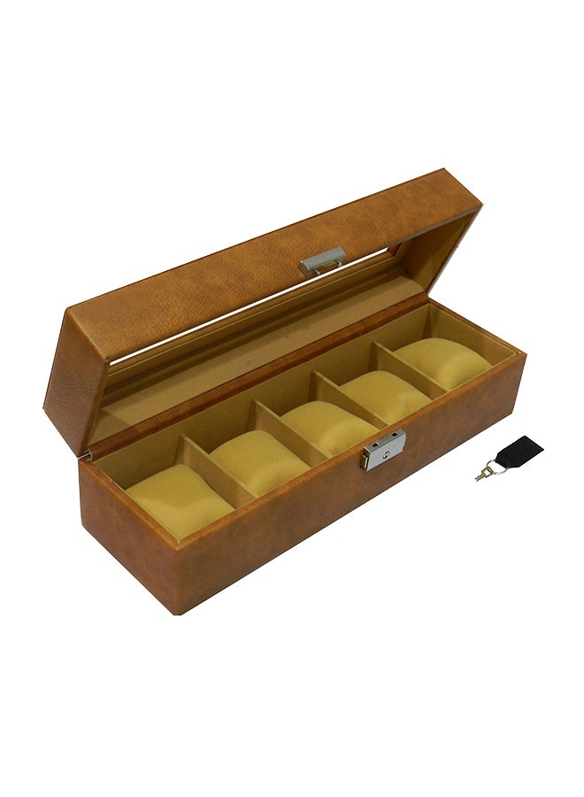 Designer Faux Leather Watch Box With Glass Top