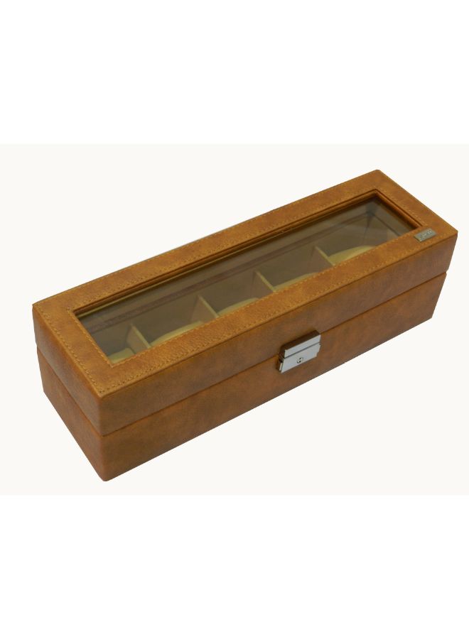 Designer Faux Leather Watch Box With Glass Top