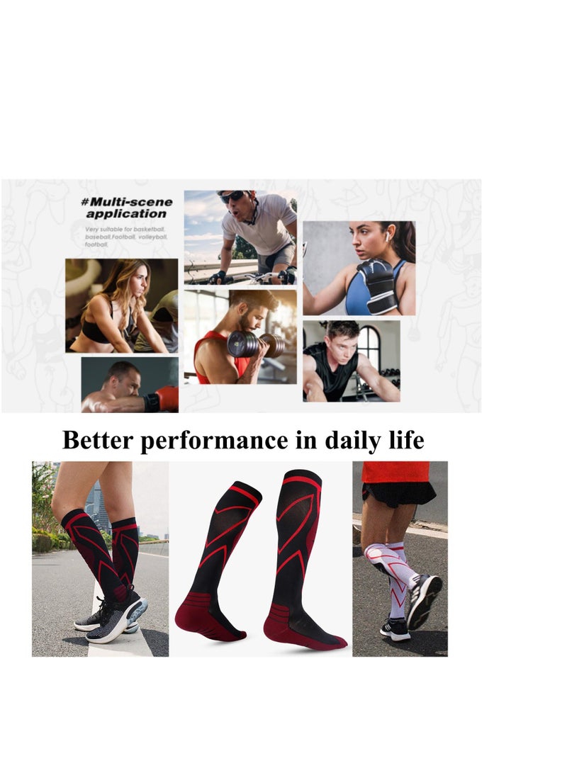 Compression Socks, 2 Pairs Knee High Compression Socks, Running Compression Stockings, 20-30 mmHg for Women & Men, for Nurse Pregnancy Medical Running Sports Travel L/XL