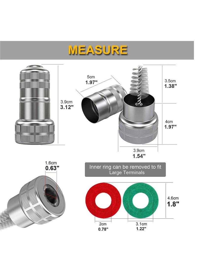 2 Pcs Battery Terminal Cleaning Brush and 12 Pcs Battery Terminal Anti-Corrosion Washers Protector Fiber for Car Marine Boat