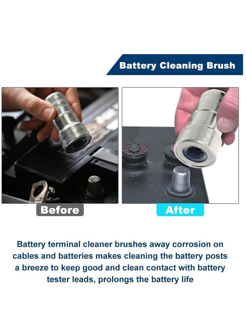 2 Pcs Battery Terminal Cleaning Brush and 12 Pcs Battery Terminal Anti-Corrosion Washers Protector Fiber for Car Marine Boat