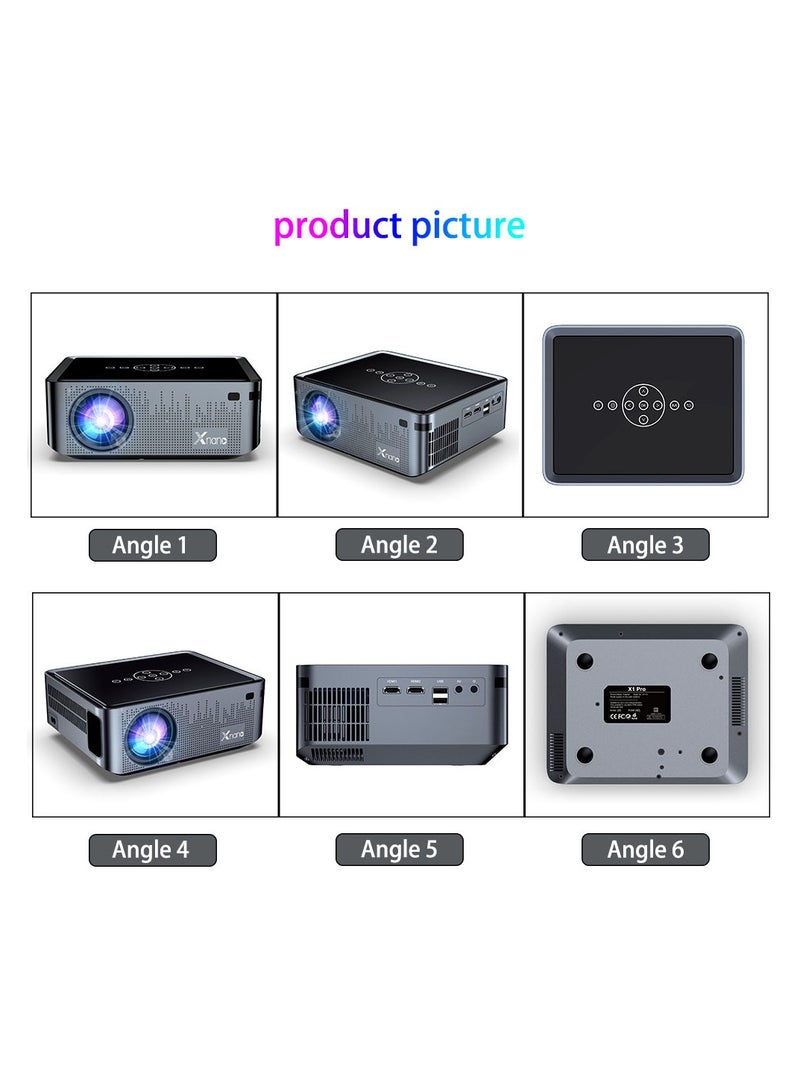 Wireless Smart Projector X1 Pro Full HD 5G Projector Portable 8K 1080P Resolution 12000 Lumens Dual Band WiFi Manual Focus