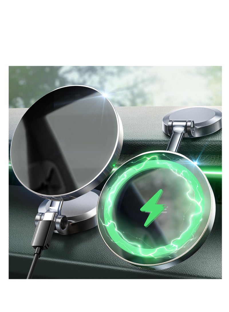 MagSafe Wireless Car Charger & Magnetic Phone Holder Mount [15W PRO] for iPhone 15 Pro Max, 14, 13, 12 - Dashboard Compatible with MagSafe Cases