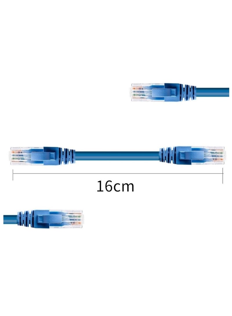 0.16M, Cat 6 Short Ethernet Patch Cables Full Copper, 24 AWG, 10G Support, Gold Plated BLUE Pack of 12