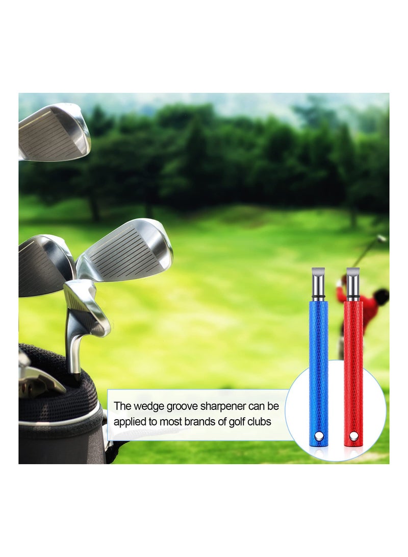 2 Pcs Golf Club Groove Sharpener, Re-Grooving Tool, and Cleaner for Wedges & Irons for Golf U and V-Grooves Irons Wedges, Red, Blue