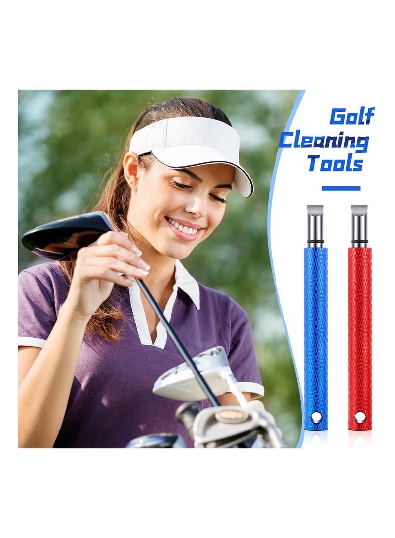 2 Pcs Golf Club Groove Sharpener, Re-Grooving Tool, and Cleaner for Wedges & Irons for Golf U and V-Grooves Irons Wedges, Red, Blue