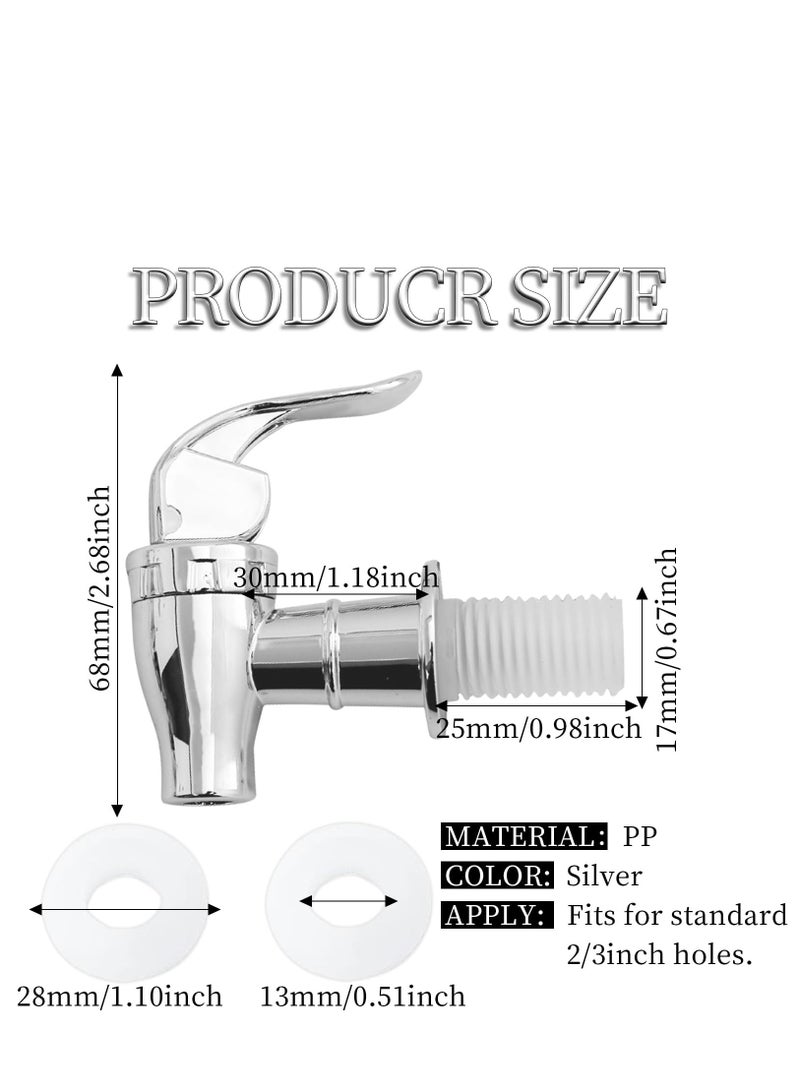 4PCS Beverage Dispenser Spigot Replacement ABS Plastic Press Type Faucets Tap Reusable Spigot Drink Dispenser Tap Replacement for Hot Cold Cater Juice Barrel (Silver)