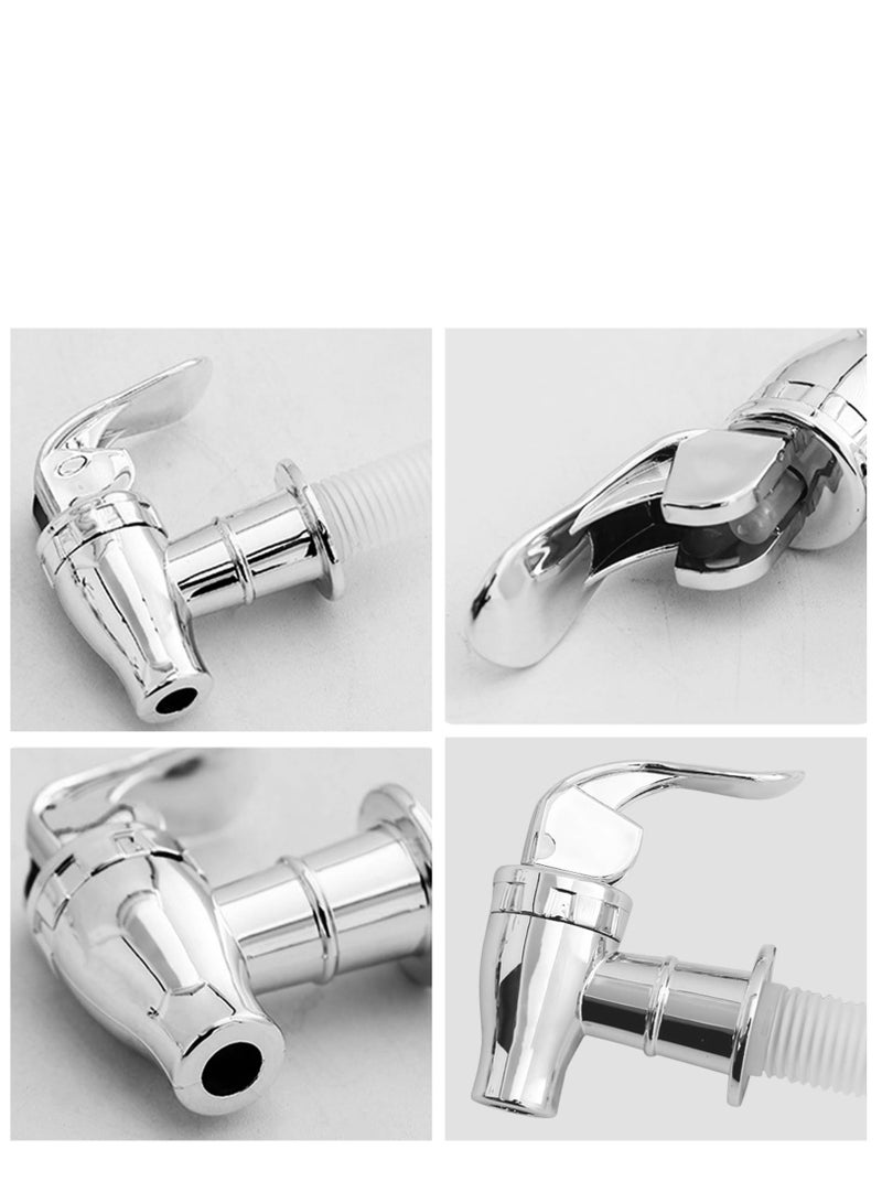 4PCS Beverage Dispenser Spigot Replacement ABS Plastic Press Type Faucets Tap Reusable Spigot Drink Dispenser Tap Replacement for Hot Cold Cater Juice Barrel (Silver)