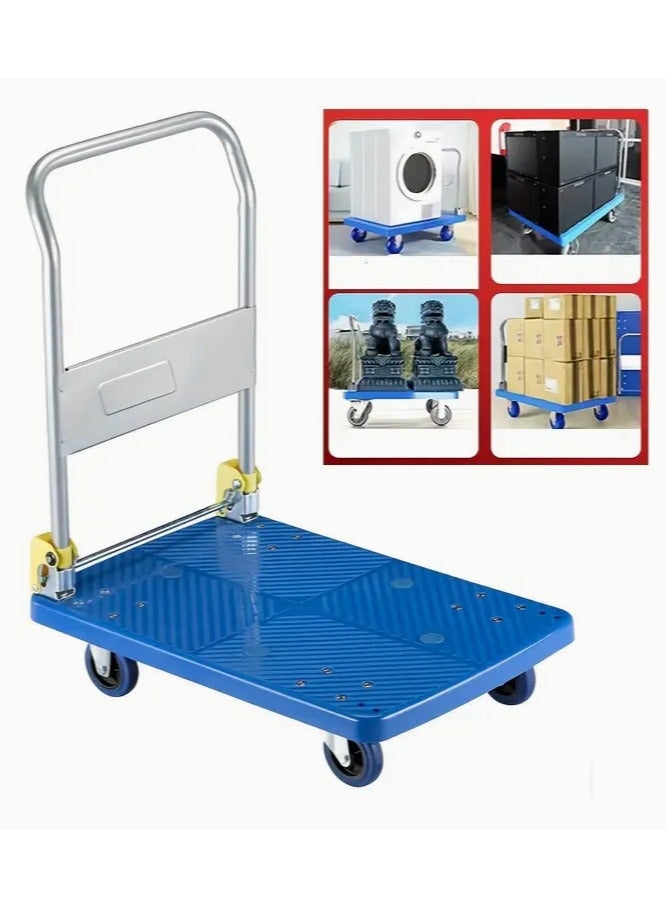 Heavy-Duty Platform Trolley, 200kg Capacity – Durable Folding Hand Truck Cart with Non-Slip Platform, 4 Smooth Wheels for Easy Maneuverability, Ideal for Warehouse, Office, and Home Use