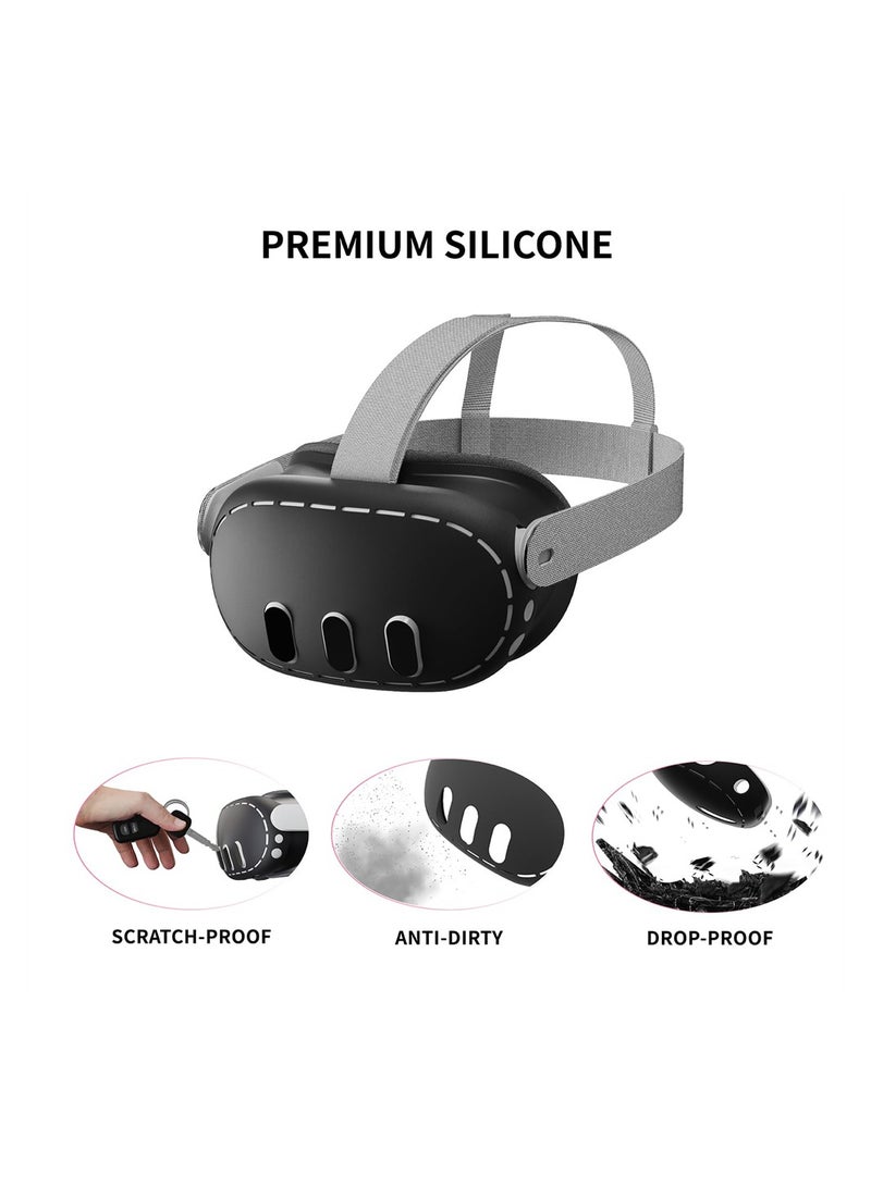 VR Shell Cover Skin for Quest 3 Headset Accessories, Silicone Headset Protector for Quest 3 VR Headsets, Anti Scratch Dust Shock