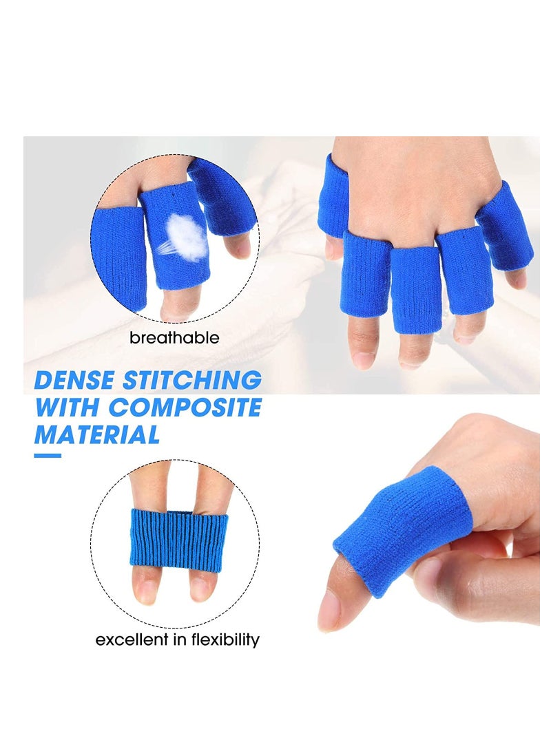 3Pieces Finger Splints, Metal Finger Support Finger Stabilizer in 3 Sizes and 20 Pieces Finger Sleeves Protectors Thumb Brace Support Elastic Compression Protector for Sports