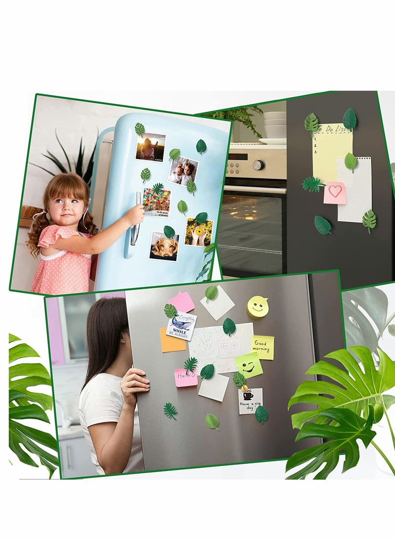 Monstera Plant Fridge Magnets 16 Pieces Mini Tropical Leaves Refrigerator Cute for Locker Home Office Decor