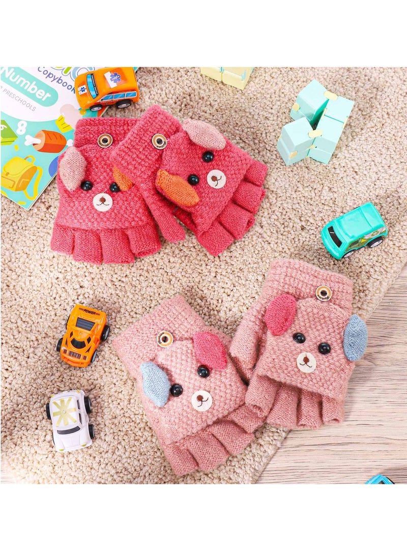 2 Pairs Children's Kids Half Finger Gloves Kids Warm Winter Gloves Fingerless Knitted Warm Winter Gloves for Boy Girl