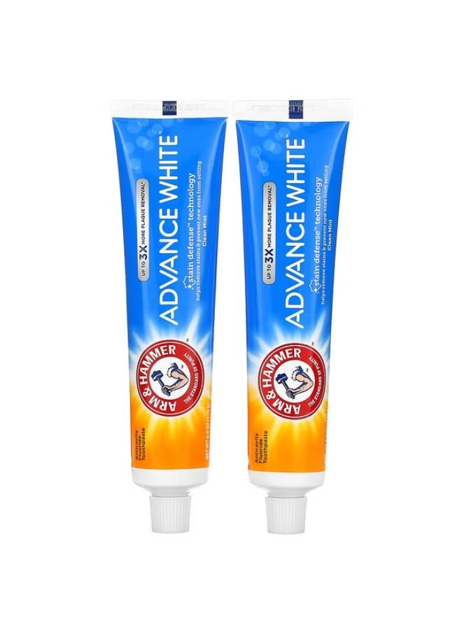 Arm & Hammer, Advance White, Anticavity Fluoride Toothpaste, Clean Mint, Twin Pack, 6 oz (170 g) Each