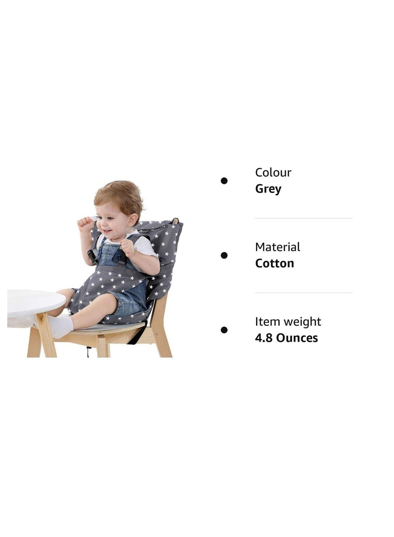 Baby Portable Travel High Chair Seats, Baby Booster Safety Seat | Adjustable, Safety, Washable | Toddler High Chair Seat Cover | Convenient Cloth Travel High Chair Fits in Your Handbag (Grey)