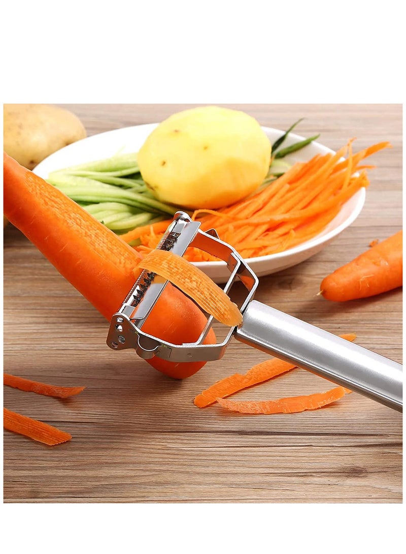 Peeler Stainless Steel Cutter Slicer for Carrot Potato Melon Gadget Vegetable Fruit Steel Peeler Double Sided Blade Multi-functional Vegetable Cutter and Fruit Slicer Dual Blade for Kitchen