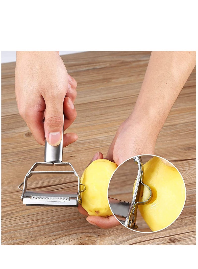Peeler Stainless Steel Cutter Slicer for Carrot Potato Melon Gadget Vegetable Fruit Steel Peeler Double Sided Blade Multi-functional Vegetable Cutter and Fruit Slicer Dual Blade for Kitchen