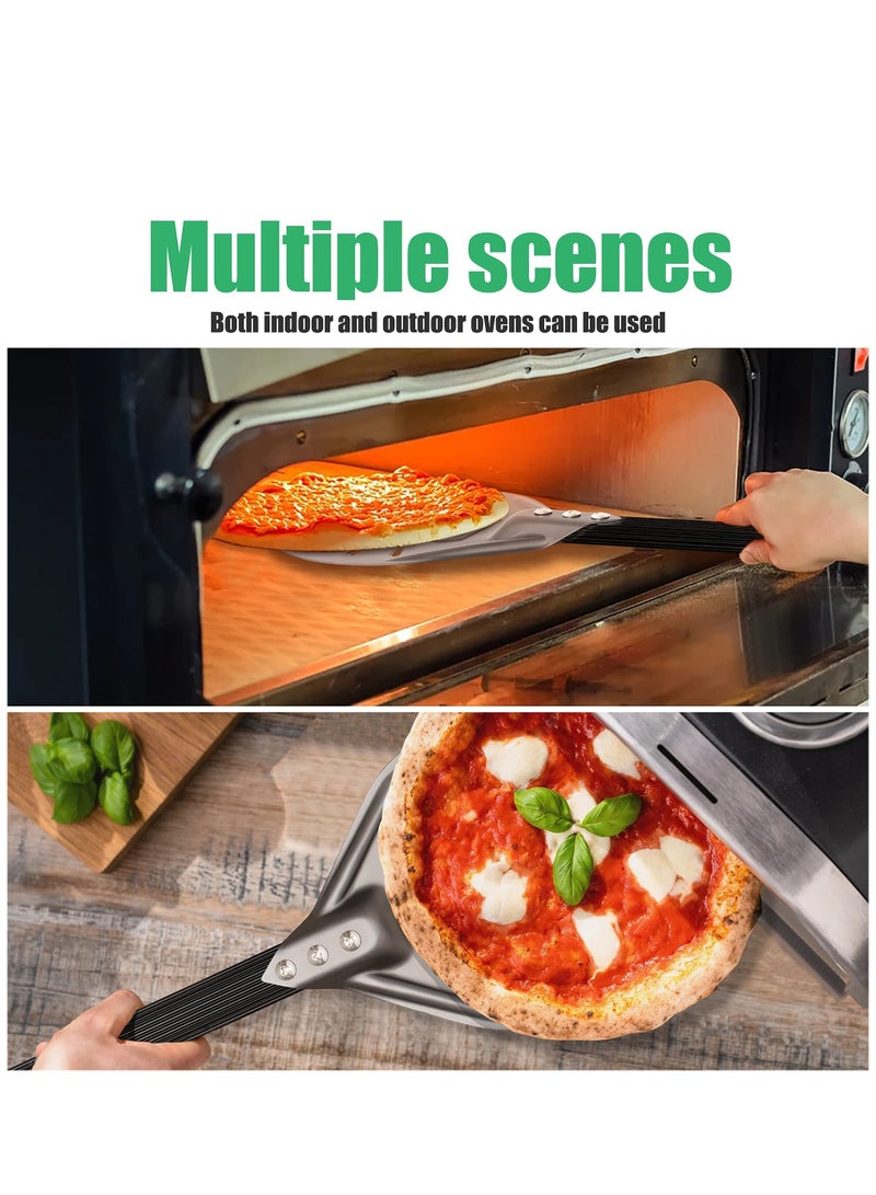 Pizza Turning Peel, 7 Inch Round Aluminum Perforated Pizza Peel Turner with Metal Handle Pizza Paddle for Homemade Pizza Oven Accessories