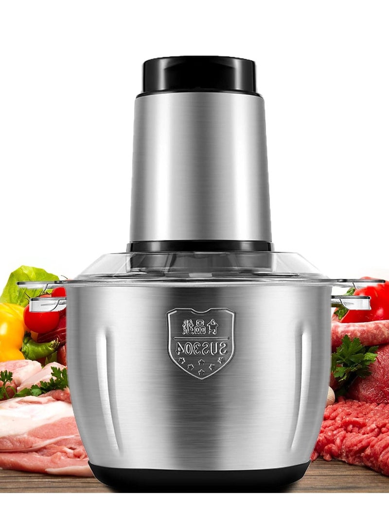 Electric Food Chopper 3Ltr Food Processor Blender,3 Speed Adjustable Meat Grinder, Stainless Steel Body And 6Pcs Stainless Steel Blade, Multi Food Chopper For Meat, Vegetables, Fruits And Nuts 3 L