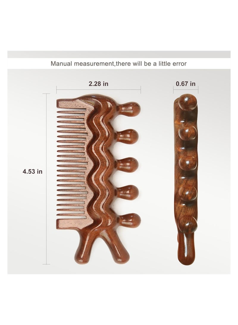 Wooden Massage Comb, Trigger Point Massage Tool, Gua Sha Scraping Scalp and Hair Massage, Scalp Stimulator, Scalp Massager, Full Body Acupressure