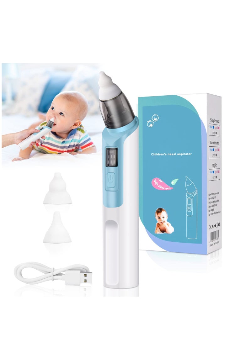 Baby Nasal Aspirator, Electric Nose Suction Rechargeable Baby Nose Cleaner, Toddlers Booger Mucus Sucker for Toddlers and Newborns, 6 Levels of Suction (blue)