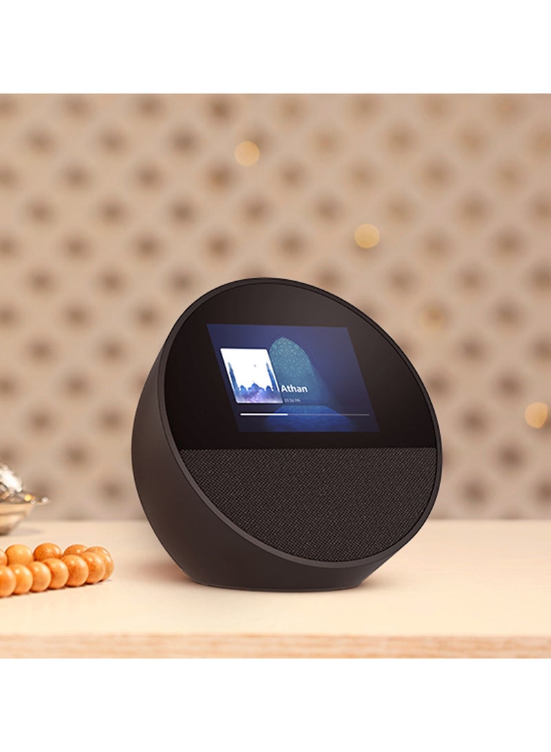 Echo Spot is a smart device with a vibrant Sonido and Alexa with a beautiful screen (black), new release 2024.