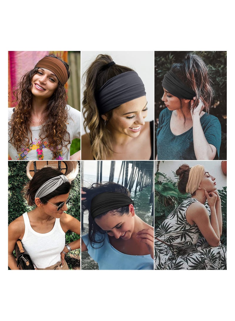 Headbands for Women's Hair, Sports Headbands, Wide Soft Ladies Headband Boho, Fashion Bandanas Knot Adult Scarfs Hairbands Elastic Fashion Yoga Hair Bands Hair Accessories (Grey)