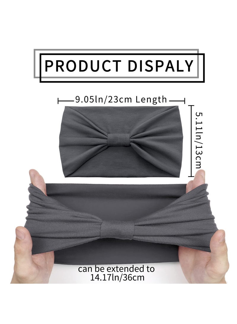 Headbands for Women's Hair, Sports Headbands, Wide Soft Ladies Headband Boho, Fashion Bandanas Knot Adult Scarfs Hairbands Elastic Fashion Yoga Hair Bands Hair Accessories (Grey)