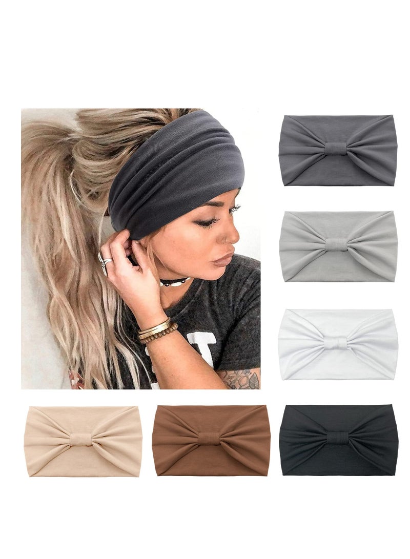 Headbands for Women's Hair, Sports Headbands, Wide Soft Ladies Headband Boho, Fashion Bandanas Knot Adult Scarfs Hairbands Elastic Fashion Yoga Hair Bands Hair Accessories (Grey)