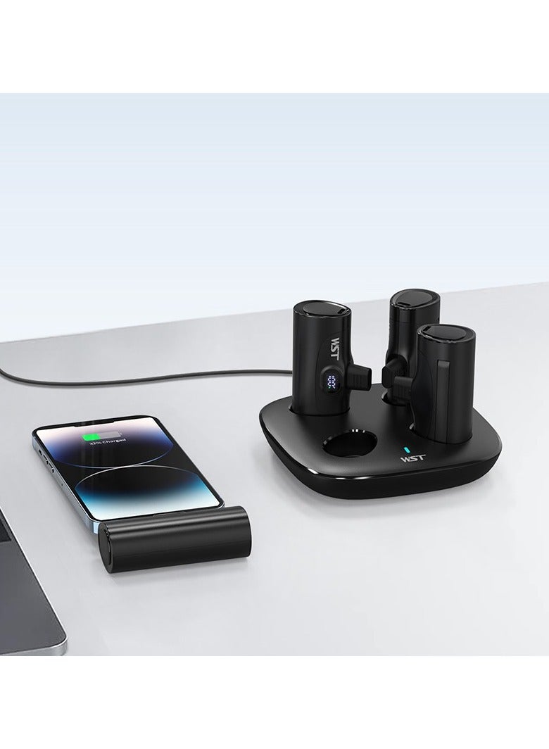 4in1 Station 5000mAh PD20W Power Bank with 2 type-Connector and 2 Lighting Connector - Black