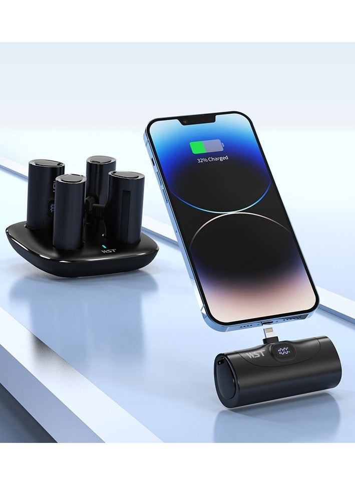 4in1 Station 5000mAh PD20W Power Bank with 2 type-Connector and 2 Lighting Connector - Black