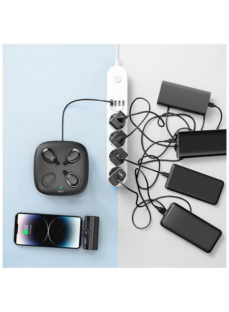 4in1 Station 5000mAh PD20W Power Bank with 2 type-Connector and 2 Lighting Connector - Black
