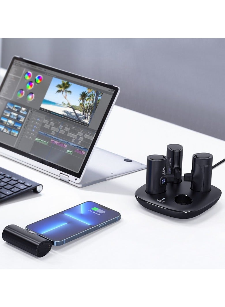 4in1 Station 5000mAh PD20W Power Bank with 2 type-Connector and 2 Lighting Connector - Black