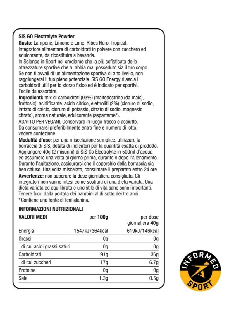 Go Electrolyte 36g Of Carbohydrate Per Serving Support Improved Physical Performance, Part Of Your Ritual ,500 G ,lemon And Lime Flavor