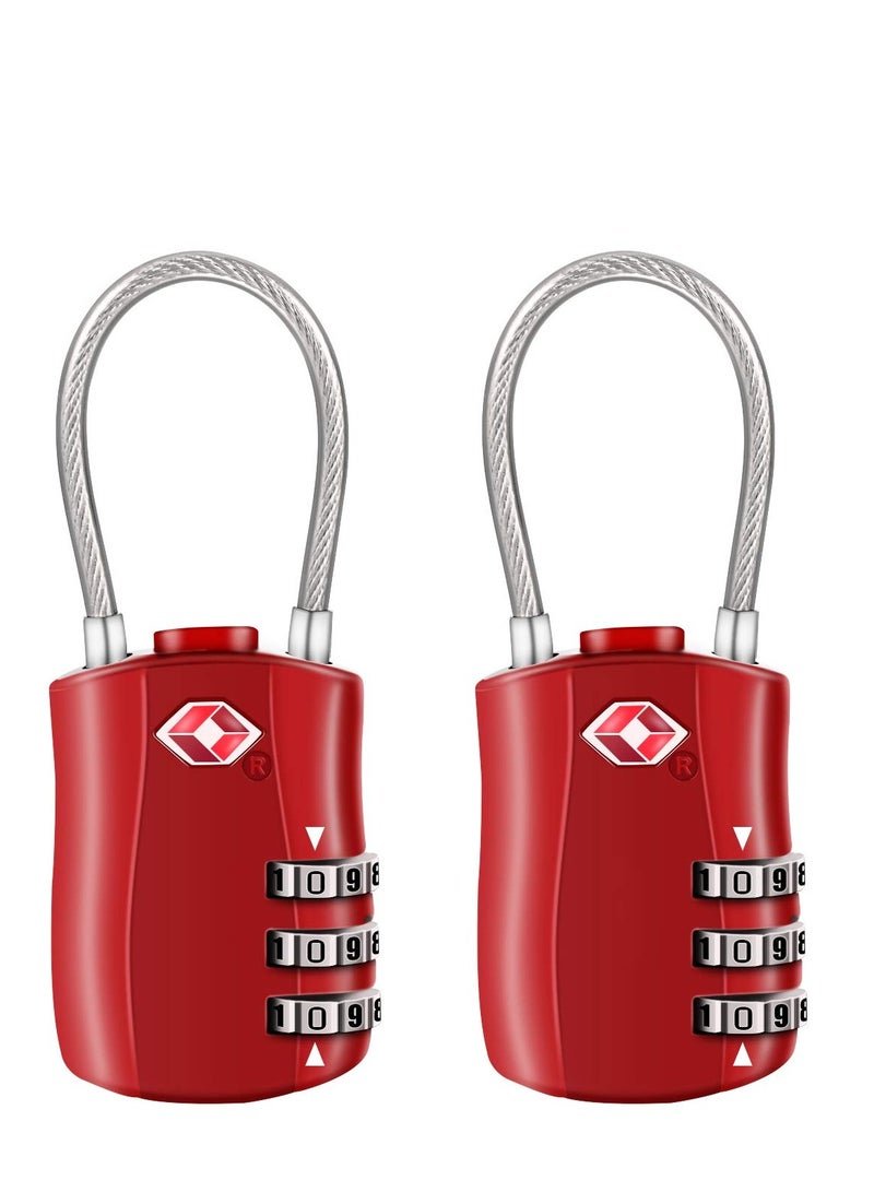TSA Luggage Locks, TSA Approved Luggage Lock 3-Digit Re-settable Combination Lock, Code Lock for Travel Suitcase Luggage Bag Lockers (2PCS Red) [ Zinc Alloy Version]