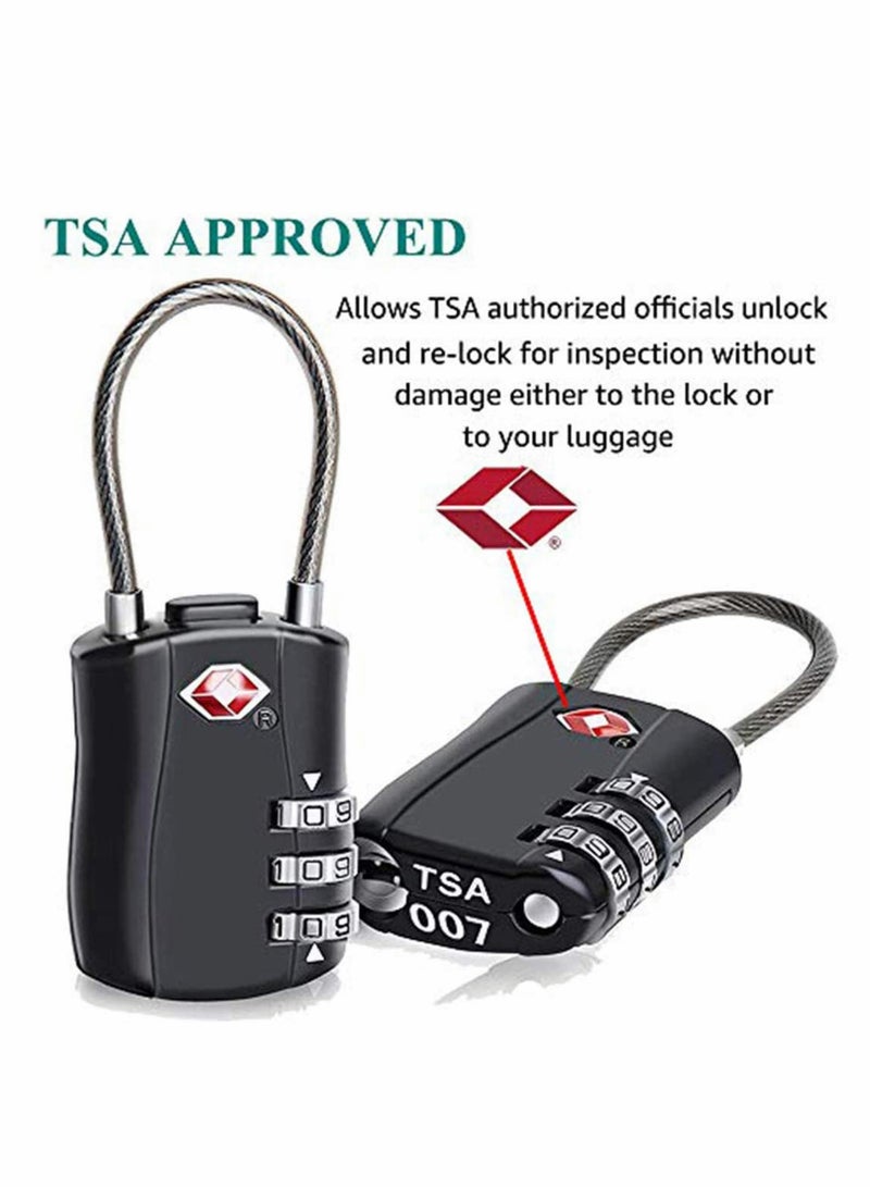 Suitcase Locks Luggage Locks, TSA Approved Luggage Lock, Zinc Alloy Security Padlock, 3-Dial Combination Padlock for Luggage, Suitcases, Backpacks, Duffle Bag Laptop Camera Bag 2Pcs