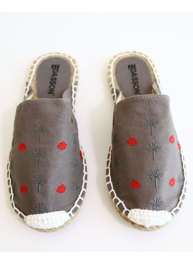 Embroidered Palm Paradise Espadrille (Wenge)