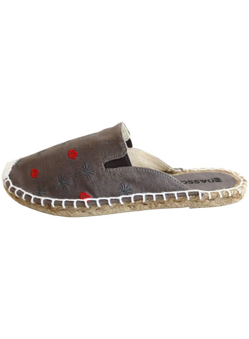 Embroidered Palm Paradise Espadrille (Wenge)