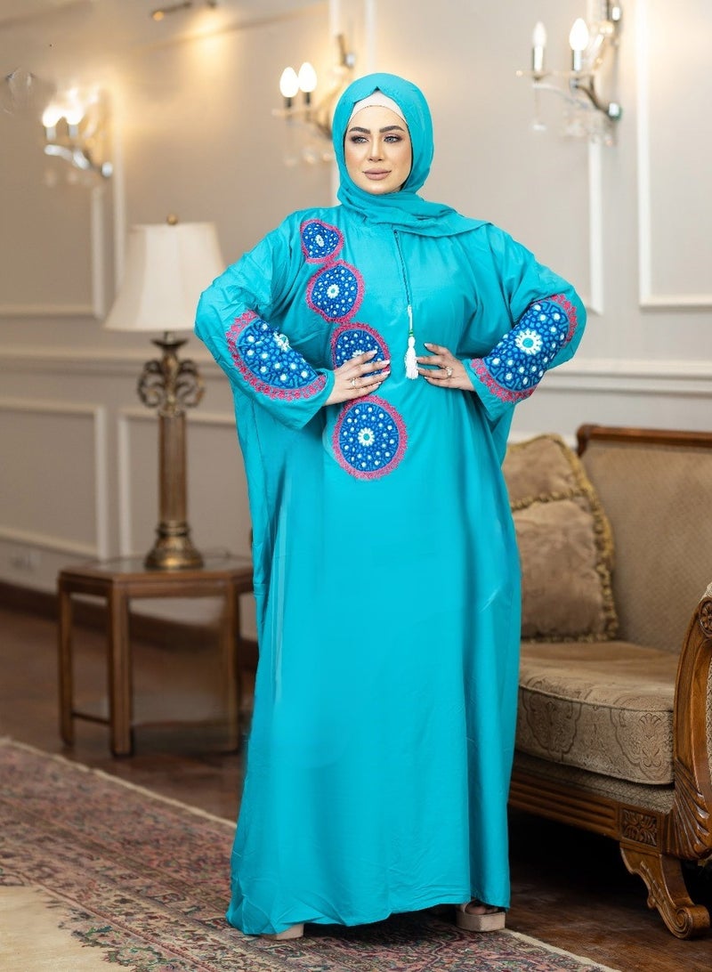 One piece embroidered prayer dress for women made from cotton blend with the attached scarf - one piece embroidered prayer abaya with the attached scarf -prayer clothes women - prayer gown for women
