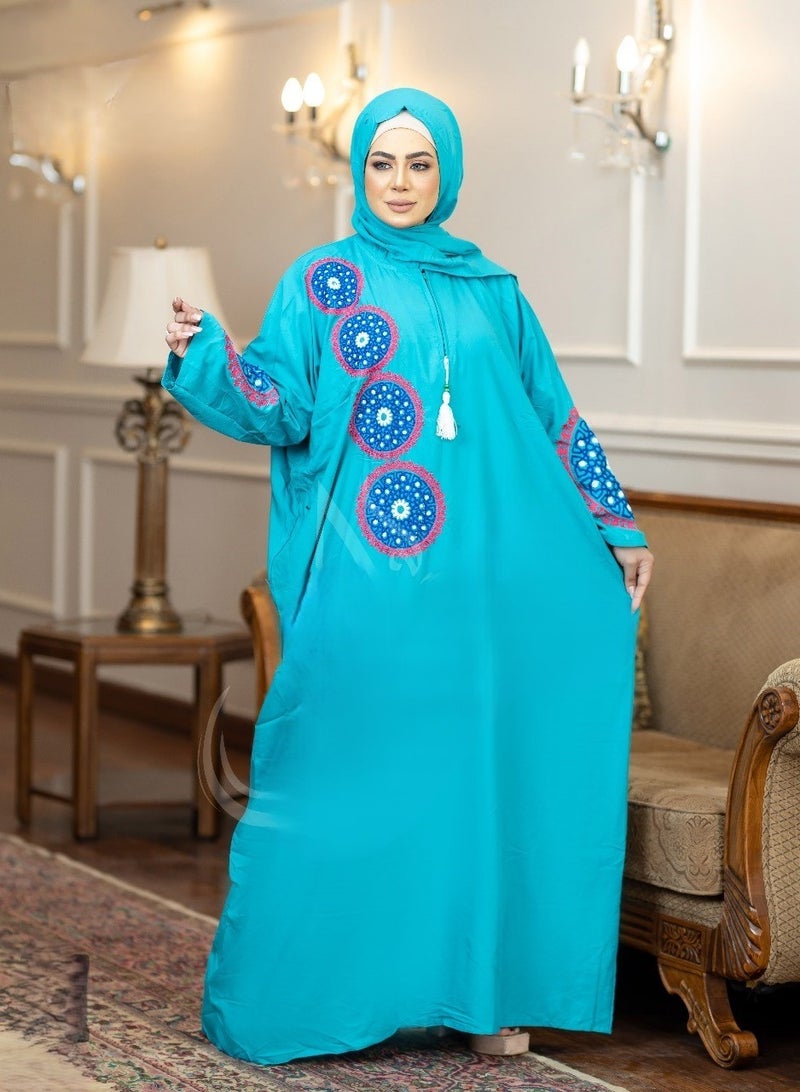 One piece embroidered prayer dress for women made from cotton blend with the attached scarf - one piece embroidered prayer abaya with the attached scarf -prayer clothes women - prayer gown for women