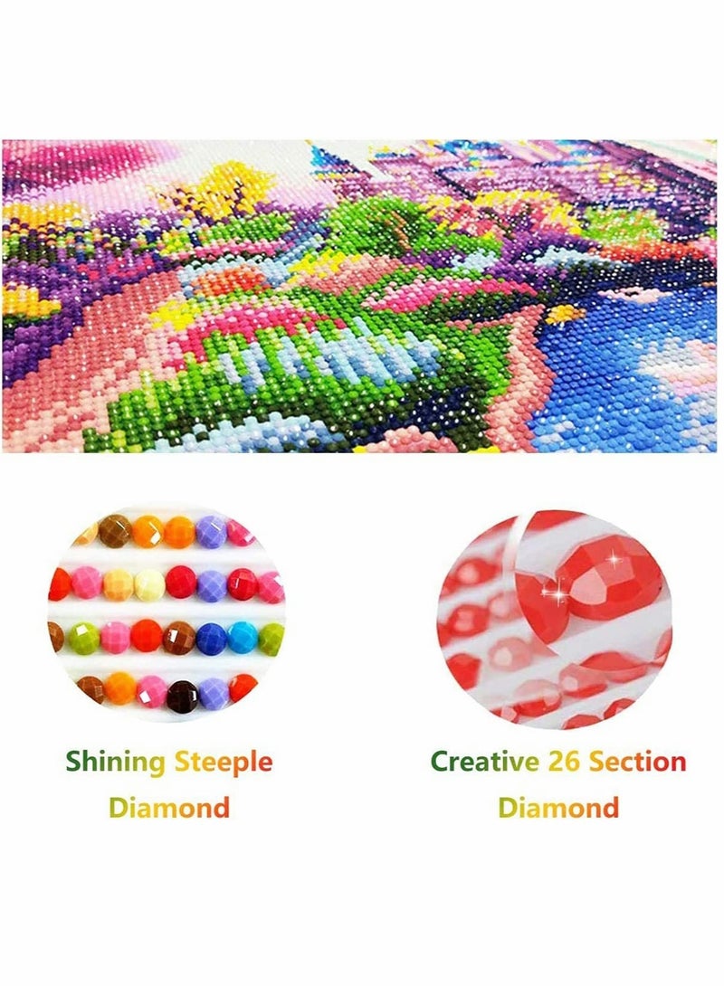 5D Diamond Painting by Number Kits for Adults, Hot Air Balloon Scenery Paint with Diamonds Arts Full Drill Canvas for Home Wall Decor (30 x 40cm)