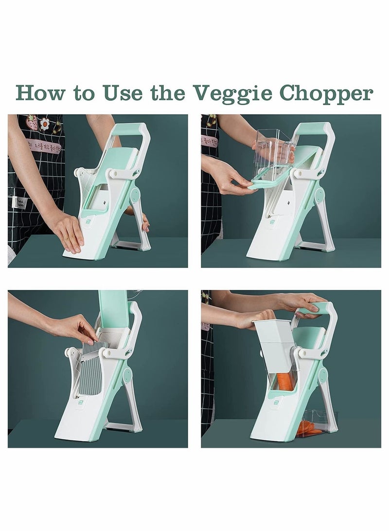 Vegetable Chopper, Slicer Cutter Chopper and Grater 5 Blades