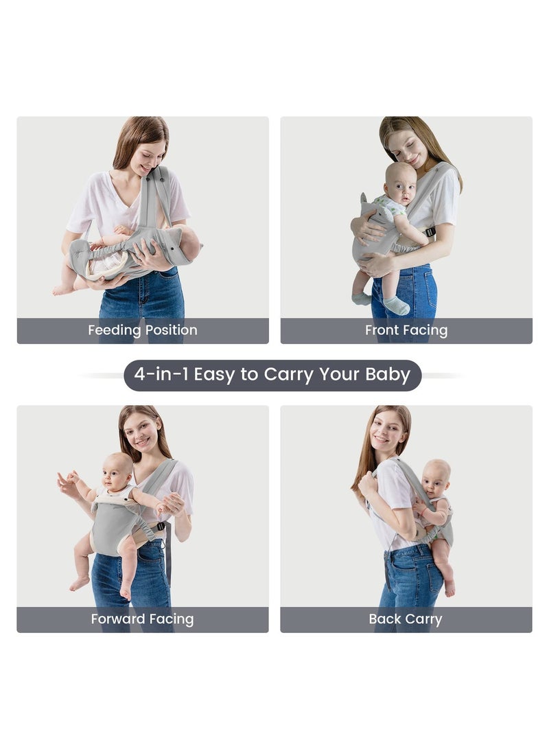 4-in-1 Baby Carrier with Pocket - Adjustable, Breathable Sling for Newborns to Toddlers (up to 15KG) - Easy to Wear and Perfect for Parents on the Go!