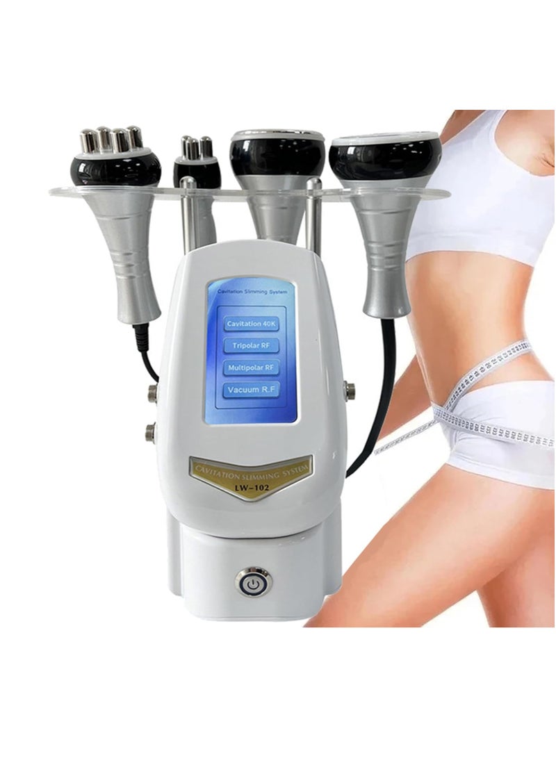 Portable 4 in 1 Cavitation Vacuum RF Machine 40K Cavitation Slimming RF Body Tripolar RF Head for Spa/Home Facial Machine