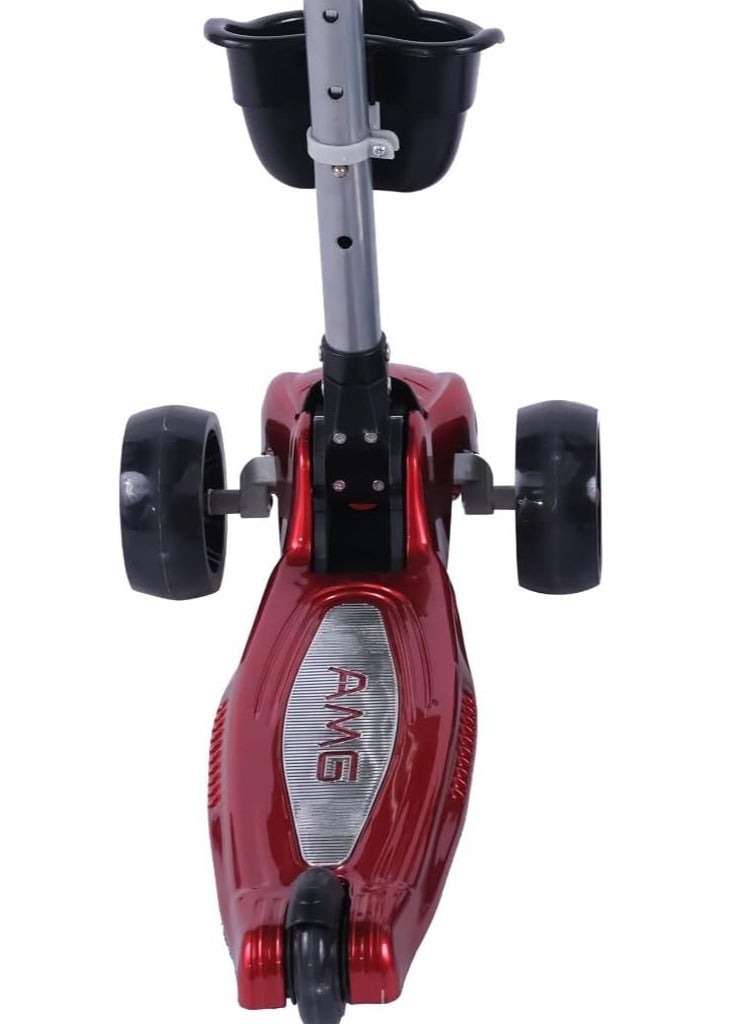 Kids Scooter With Foldable 3 Wheel Ride On Toy Adjustable Handle Height Best Gift For Kids-Red