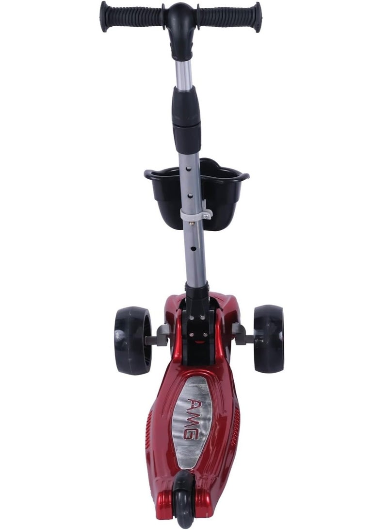 Kids Scooter With Foldable 3 Wheel Ride On Toy Adjustable Handle Height Best Gift For Kids-Red