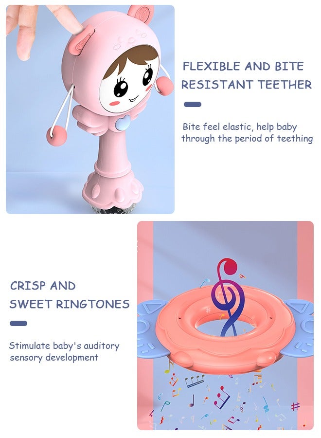 Doll Tumbler Wobbler Toy  4-in-1 Soft Durable Baby Teethers Educational Tools with Light Music 5 Modes Gift for Newborns Infants Boys Girls