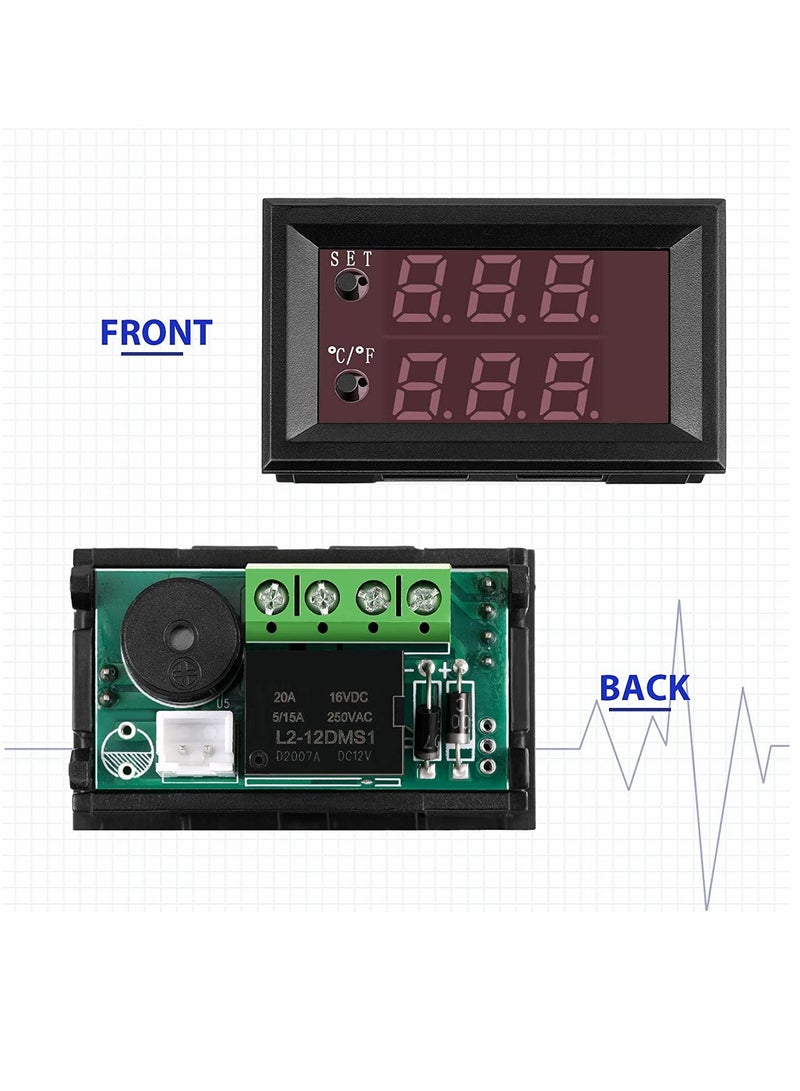 12V Electronic Temperature Controller Programmable 50 to 110 Degree Celsius Heating Cooling Thermostat Control Switch Module NTC Waterproof Sensor Probe Dual Color LED Display Monitor (2 Pcs)