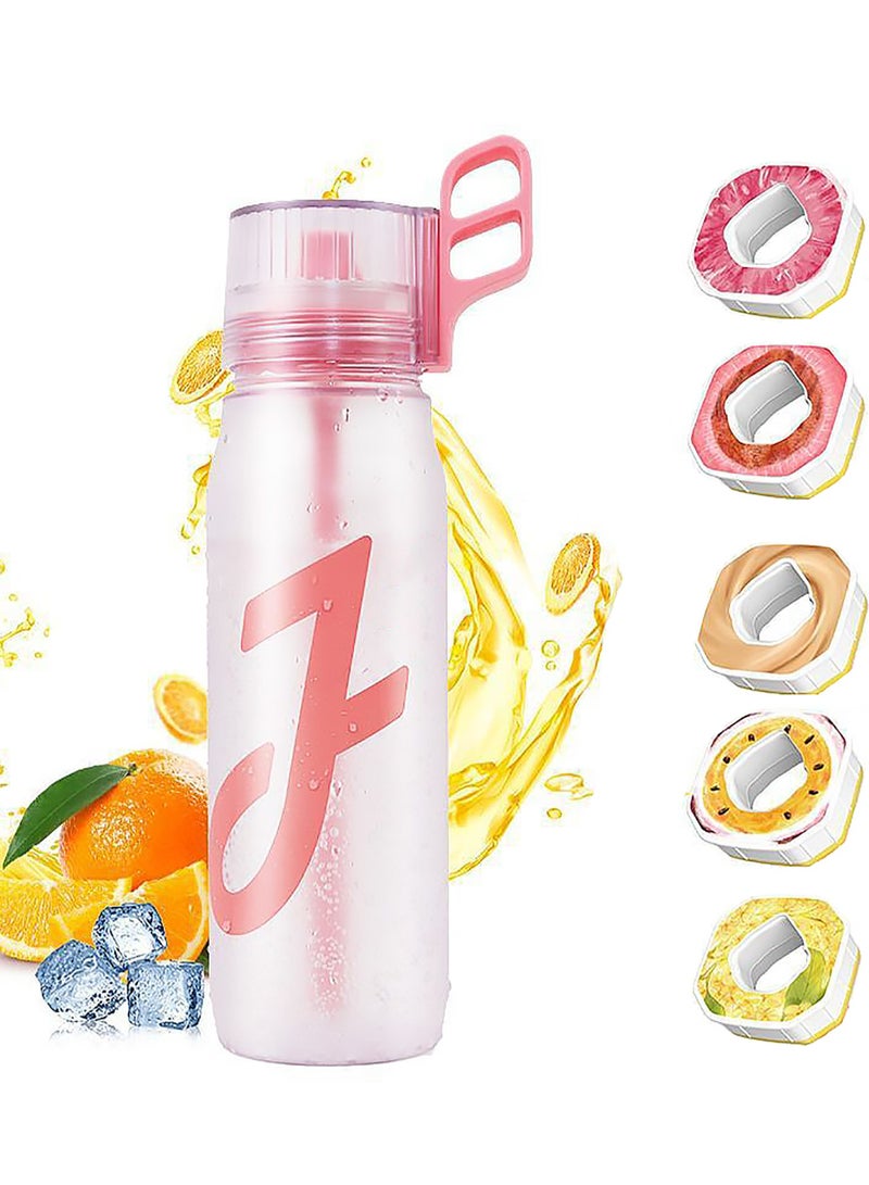 Water Bottle, 650 ml Scent Flavored Water Bottles with 5 Flavour Pods, BPA Free Drinking Bottle, Drinking Plain Water with Tast, 0 Calories, 0 Sugar